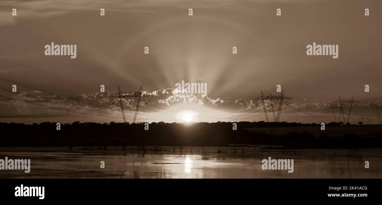 Pampas Sonnenuntergang , in der Provinz La Pampa Patagonien Argentinien. Stockfoto
