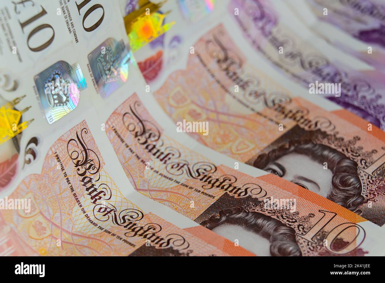 GBP Geld Britische zehn und zwanzig Pfund Banknoten Währung Stockfoto