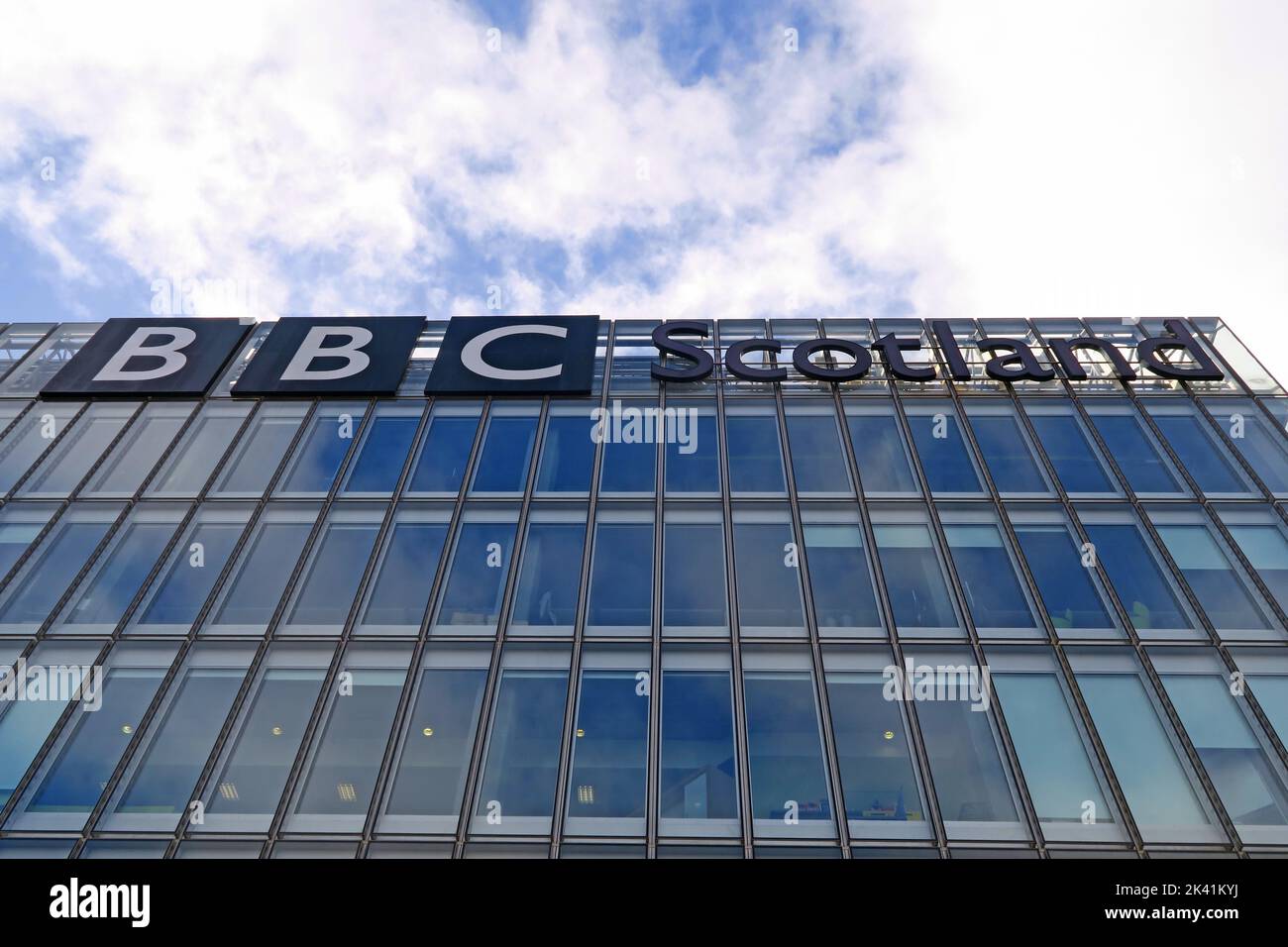 BBC Scotland & BBC ALBA Gebäude und Studios, 40 Pacific Quay, Glasgow, Schottland, Großbritannien, G51 1DA Stockfoto