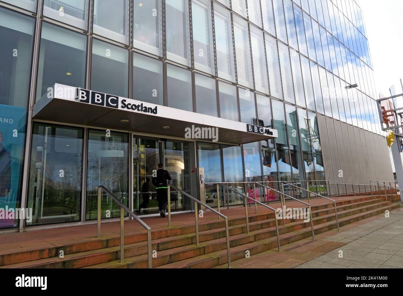 BBC Scotland & BBC ALBA Gebäude und Studios, 40 Pacific Quay, Glasgow, Schottland, Großbritannien, G51 1DA Stockfoto