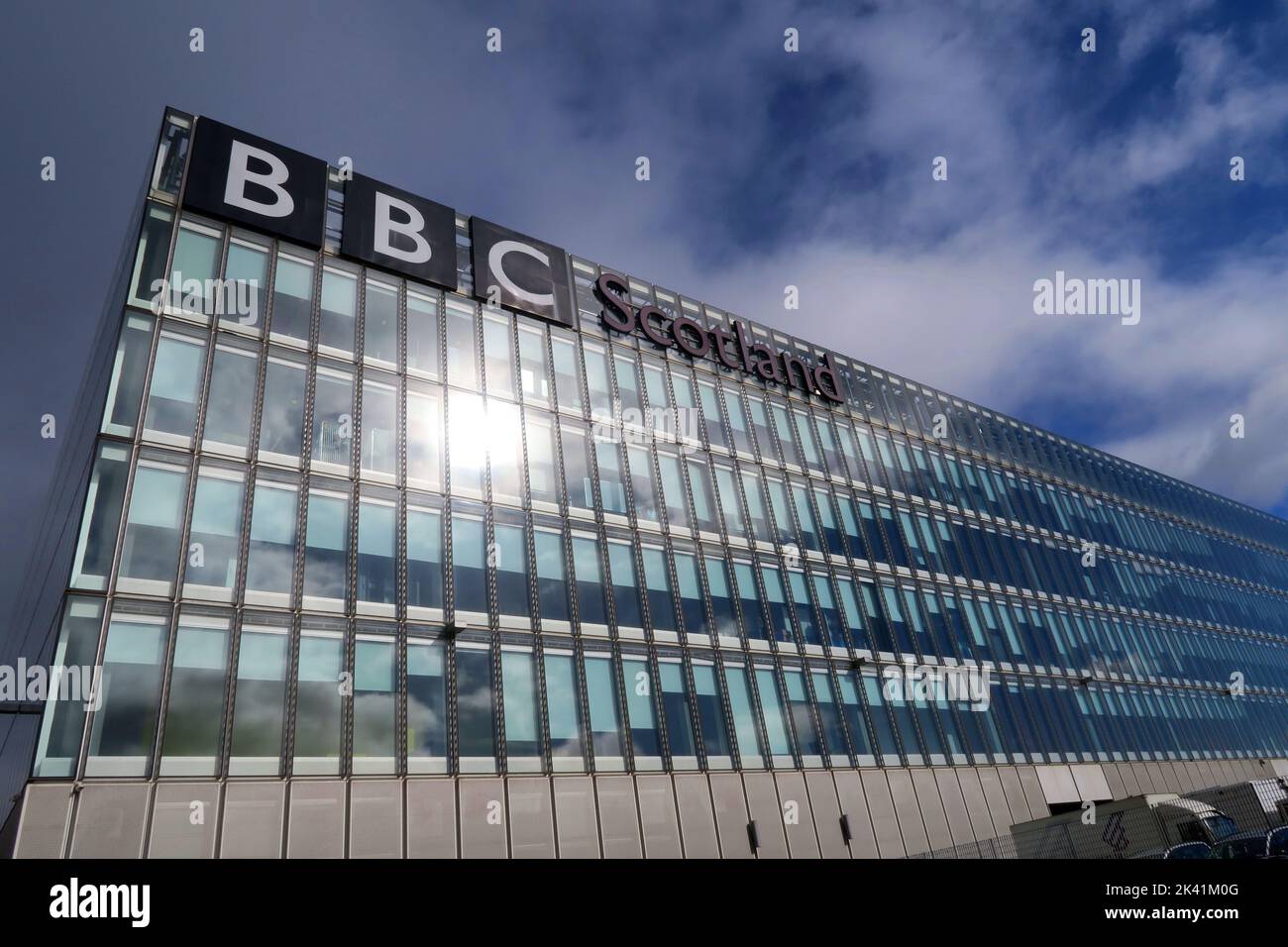 BBC Scotland & BBC ALBA Gebäude und Studios, 40 Pacific Quay, Glasgow, Schottland, Großbritannien, G51 1DA Stockfoto