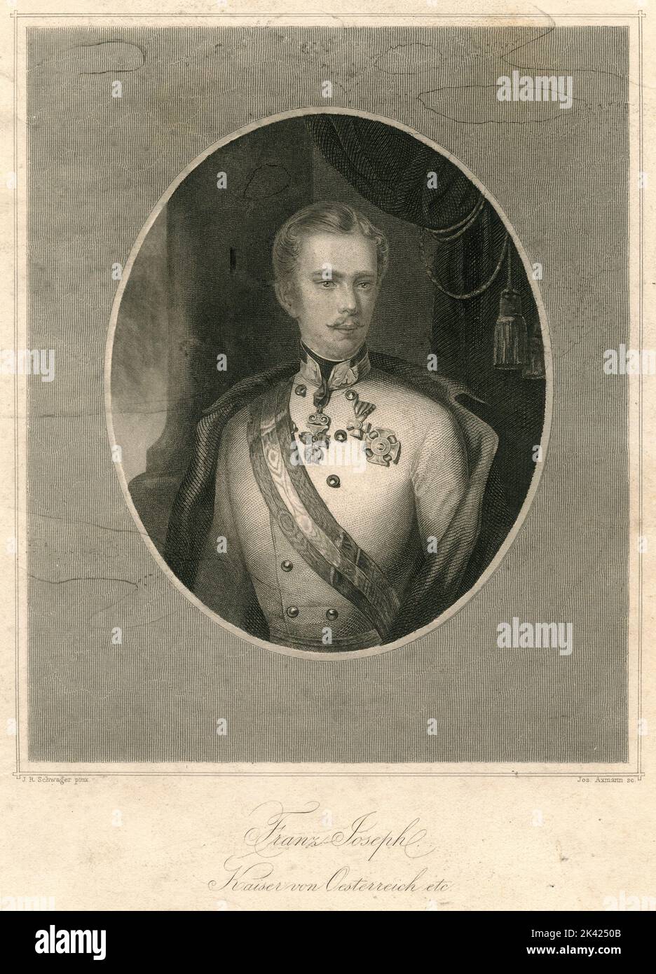 Porträt von Kaiser von Österreich und König von Ungarn Franz Joseph I., 1800 ca. Stockfoto