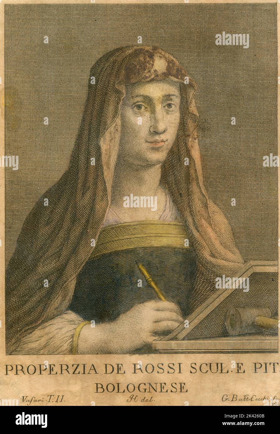 Porträt der italienischen Malerin und Bildhauerin Properzia de' Rossi, 1700 ca. Stockfoto