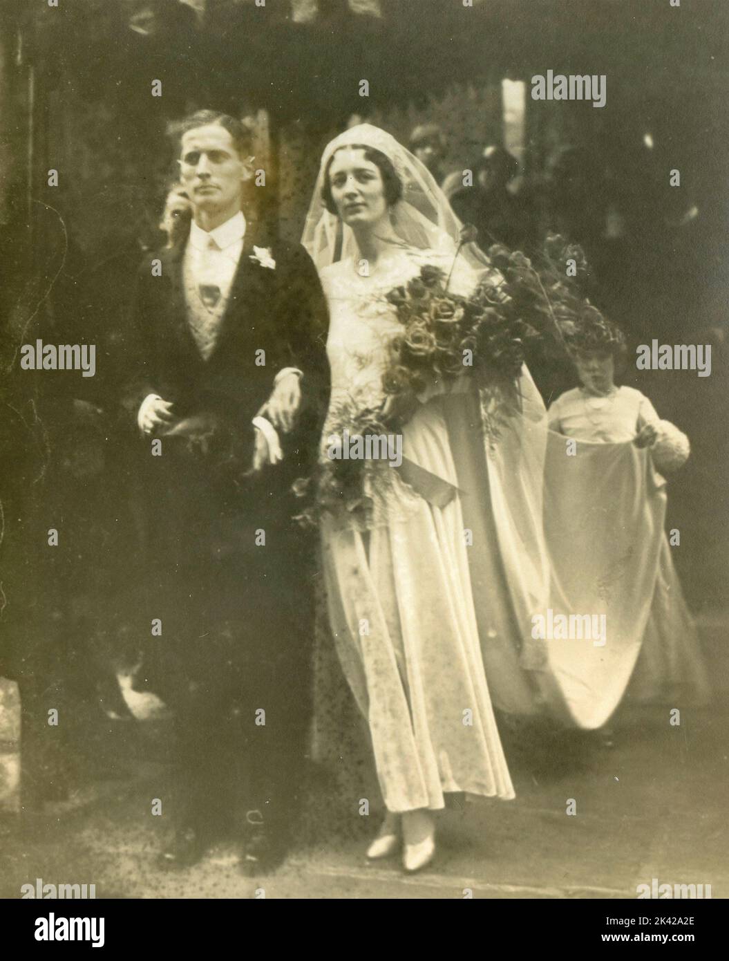 Ehepaar heiratet in einer Kirche, London, Großbritannien 1920s Stockfoto