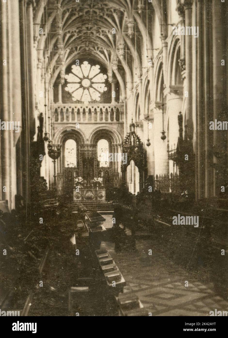 Innenansicht der Kathedrale, Oxford, UK 1930s Stockfoto