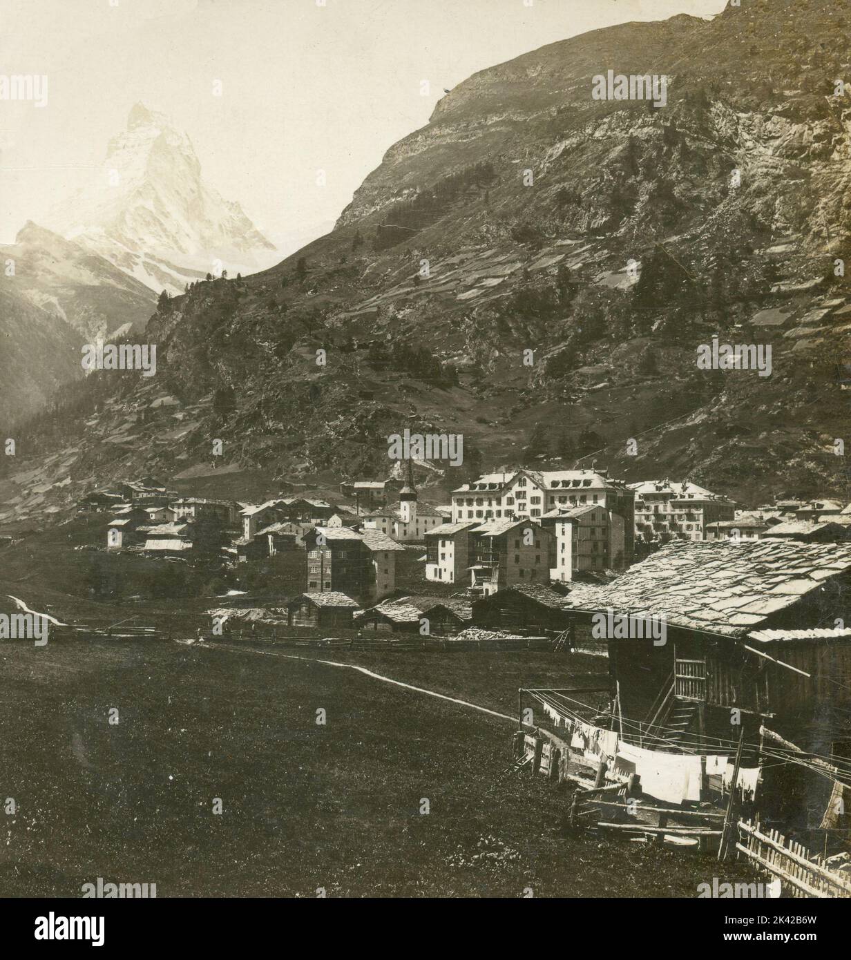 Blick auf Zermatt und das Matterhorn, Schweiz 1901 Stockfoto