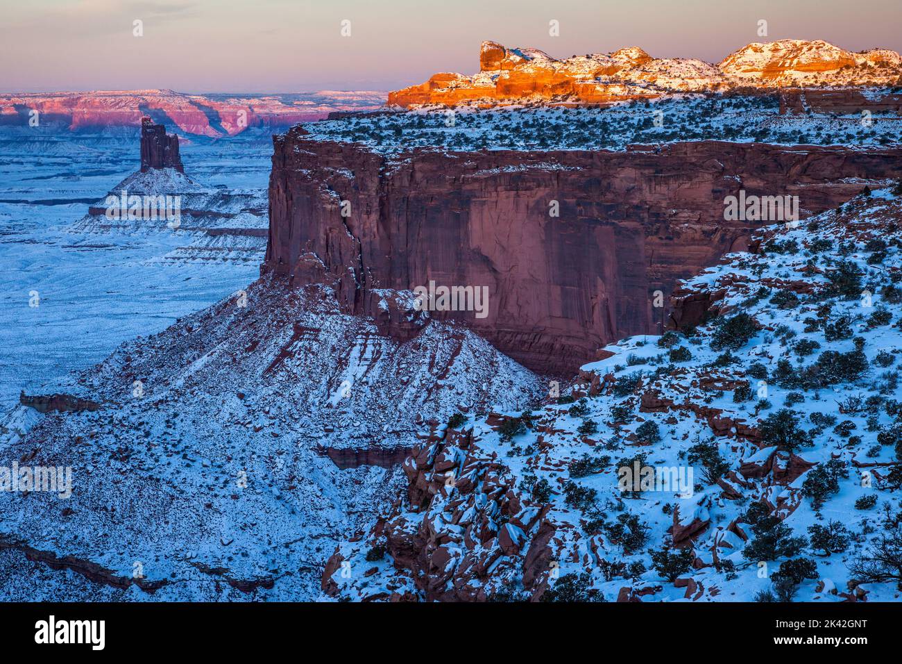 Winterblick auf Green River Basin, Candlestick Tower und Green River ...