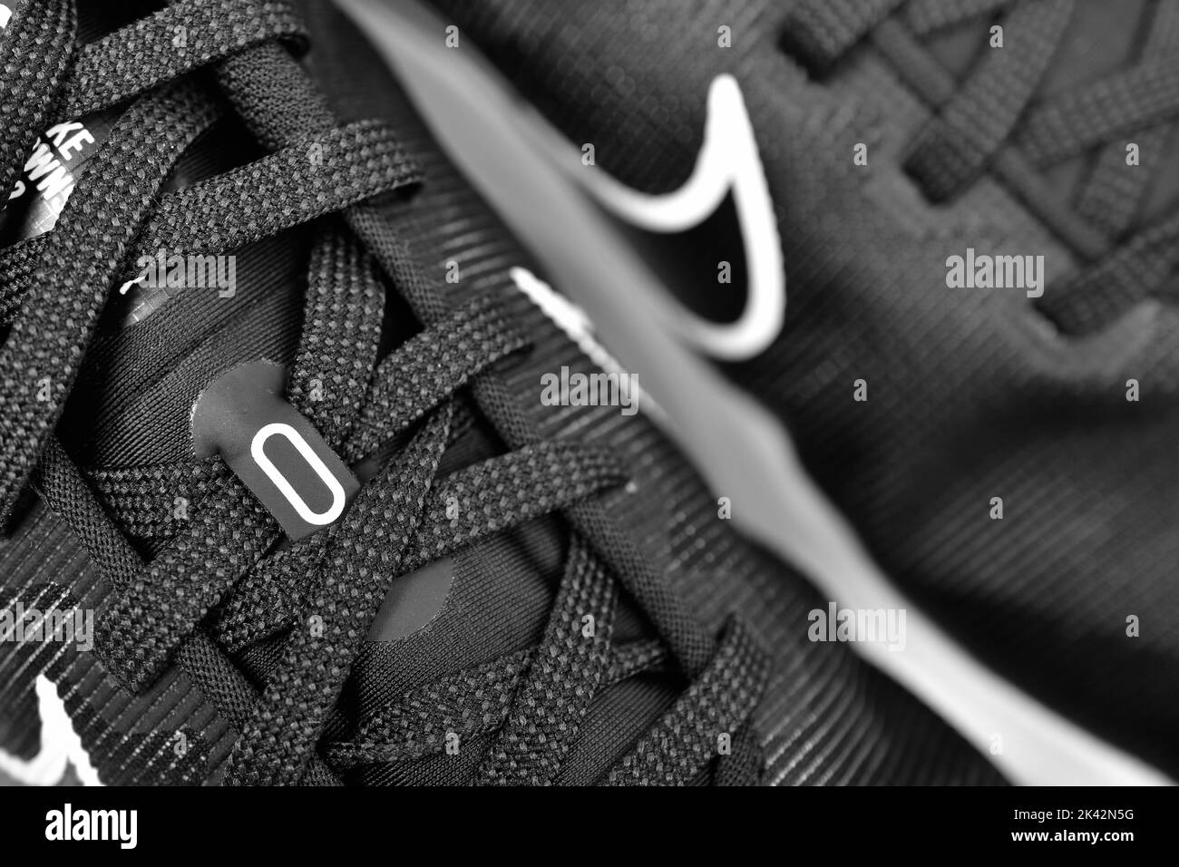 Neu Delhi, Indien - 29. September 2022 : Nike Schnürsenkel Detail Nahaufnahme Stockfoto