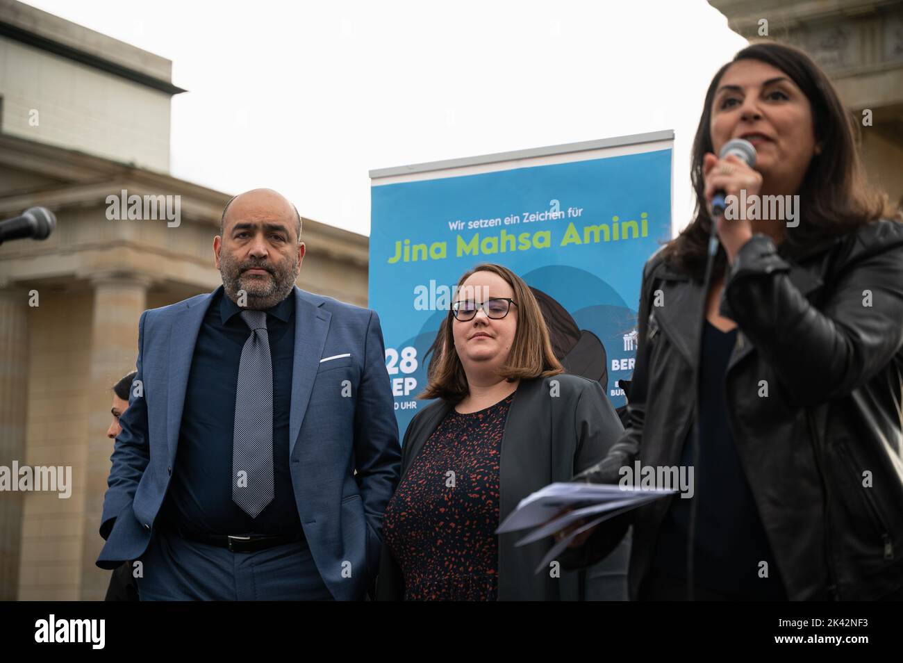 28.09.2022, Berlin, Deutschland, Europa - Omid Nouripour und Ricarda lang, Mitglieder des Deutschen Bundestages und Führer der Allianz 90 - die Grünen. Stockfoto