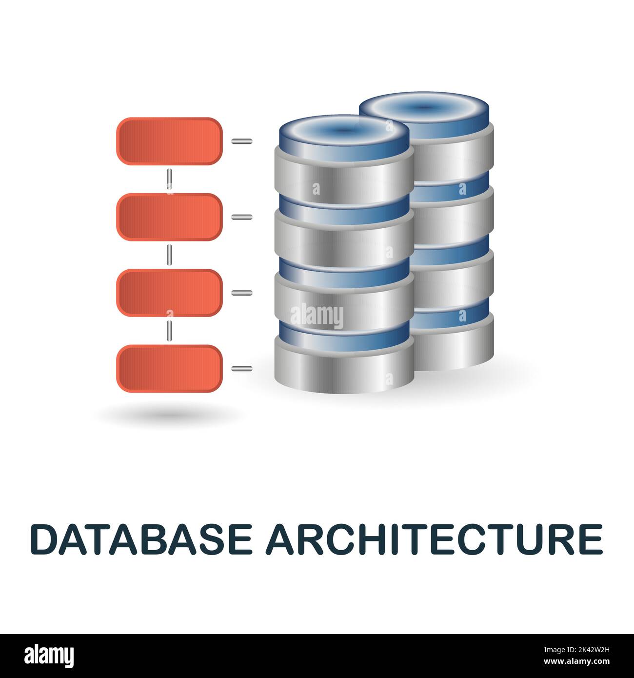 Symbol „Datenbankarchitektur“. 3D Illustration aus Data Science Collection. Creative Database Architecture 3D Symbol für Webdesign, Vorlagen Stock Vektor