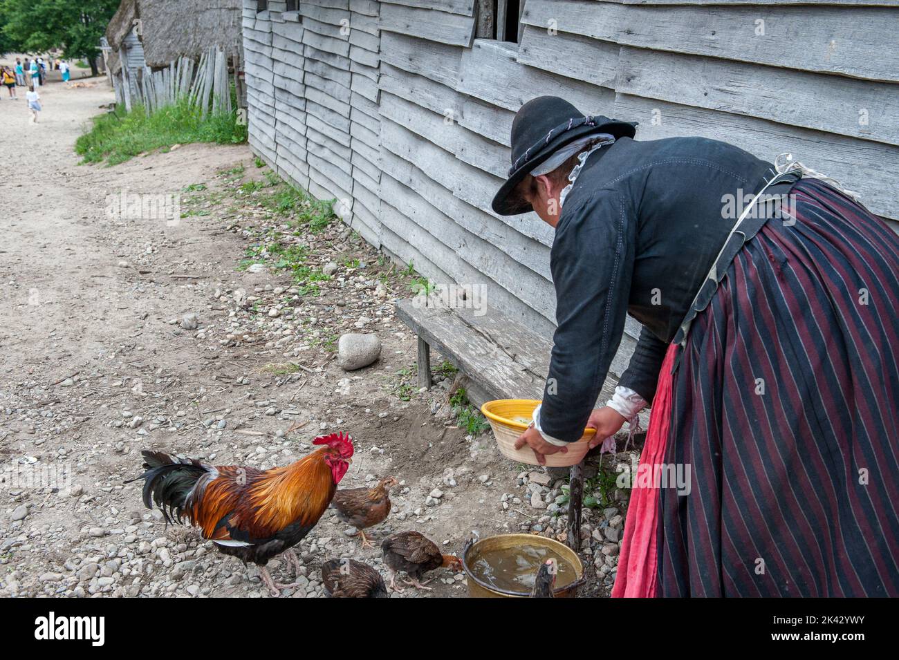 Plimoth Patuxet repliziert die ursprüngliche Siedlung der Pilger in der Plymouth Colony, wo die erste Danksagerei 1621 stattgefunden haben könnte. Stockfoto