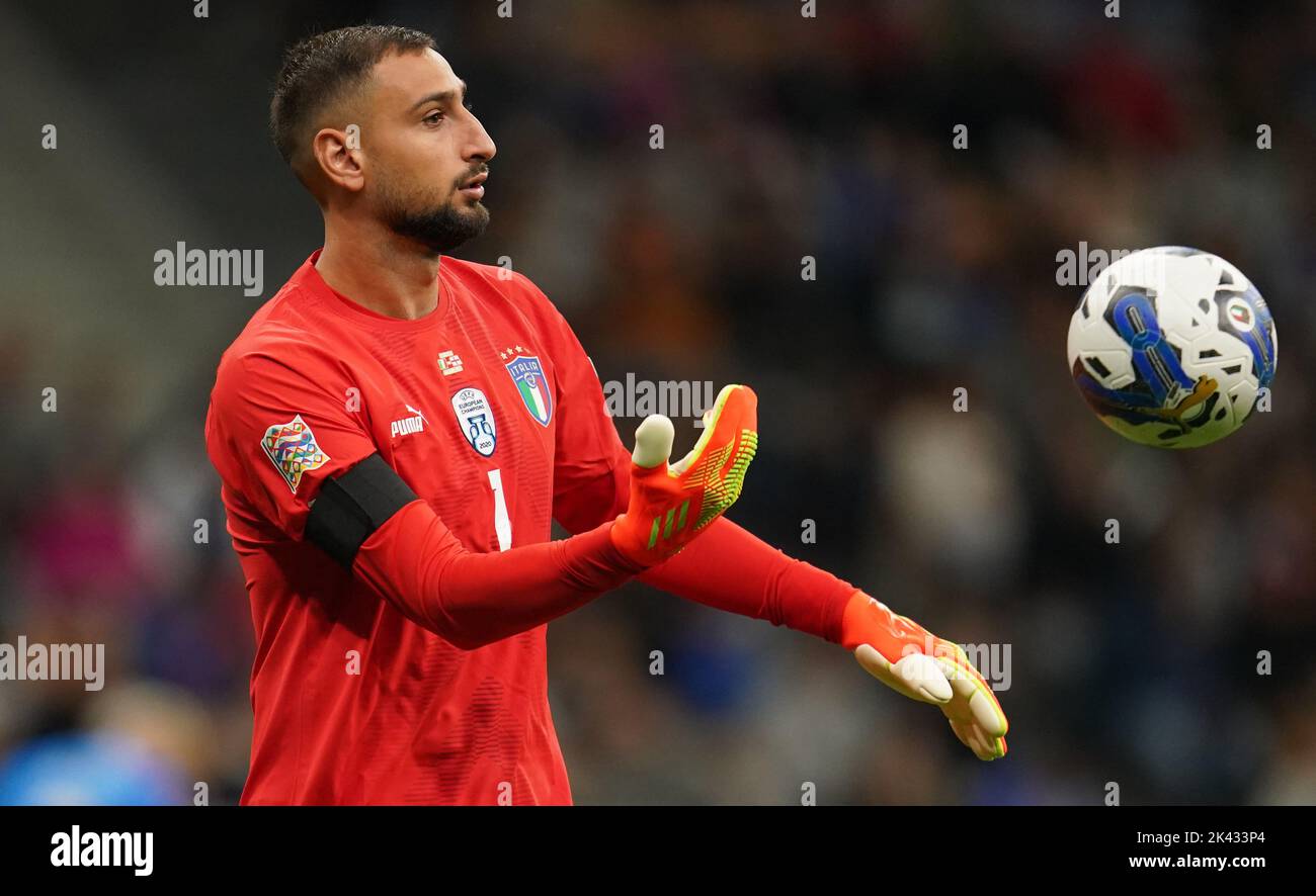 Italiens Torwart Gianluigi Donnarumma während des UEFA Nations League Group C-Spiels im San Siro Stadium, Italien. Bilddatum: Freitag, 23. September 2022. Stockfoto