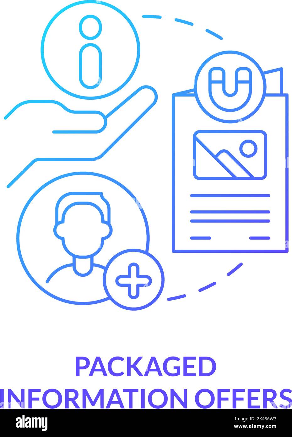 Die Paketinformationen bieten ein blaues Gradientenkonzept-Symbol Stock Vektor