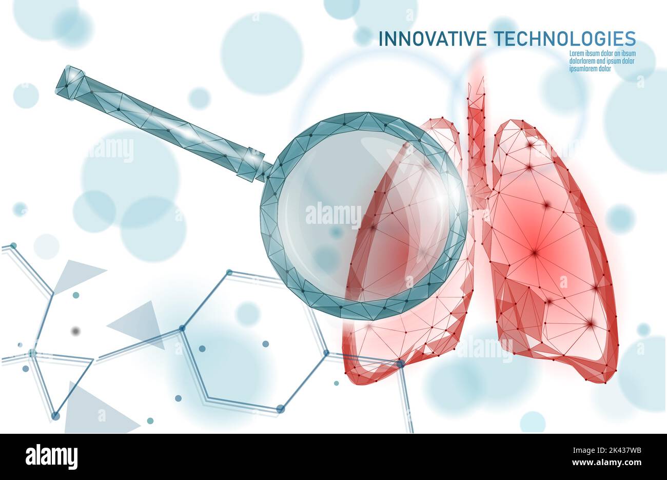 Die menschliche Lunge 3D-health care Recovery medizinisches Konzept. Low-poly-internen Organ vermeiden Krankheit Banner. Polygonale glühende Medizin Heilung der Tuberkulose Vektor Stock Vektor