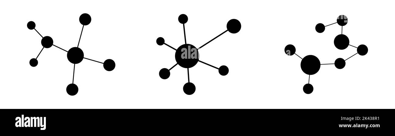 Symbole für Moleküle werden isoliert auf weißem Hintergrund gesetzt. Stock Vektor