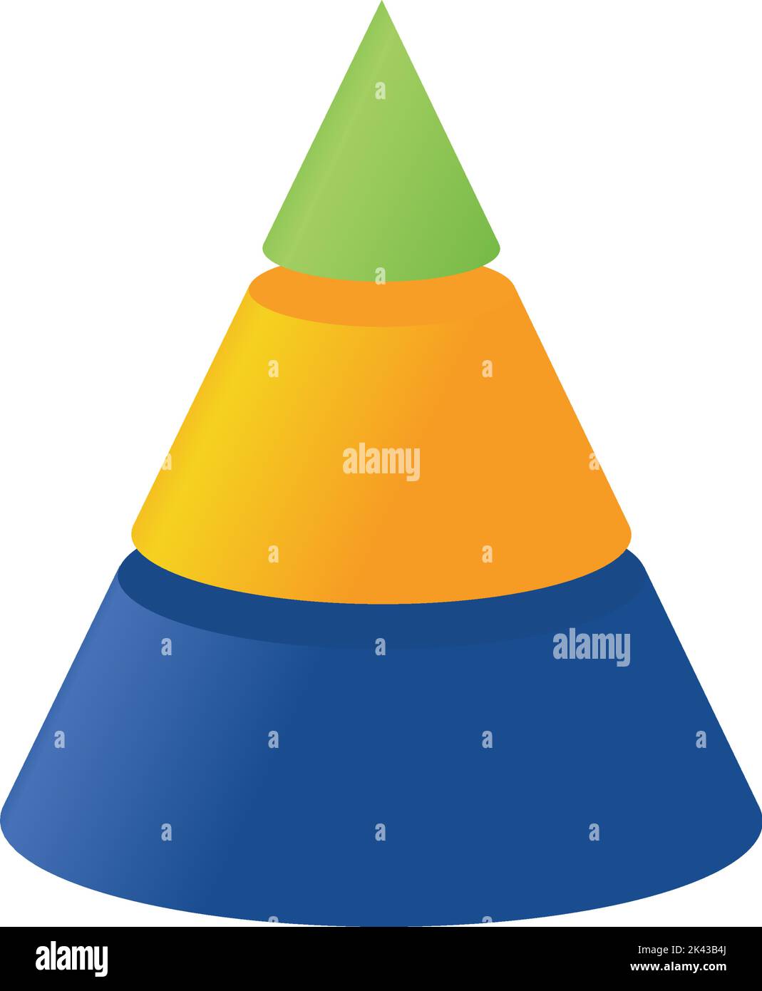 3D Illustration Infografik Vorlage mit Kegel in drei Teile geteilt. Symbole  für pyramidale Formen Stock-Vektorgrafik - Alamy