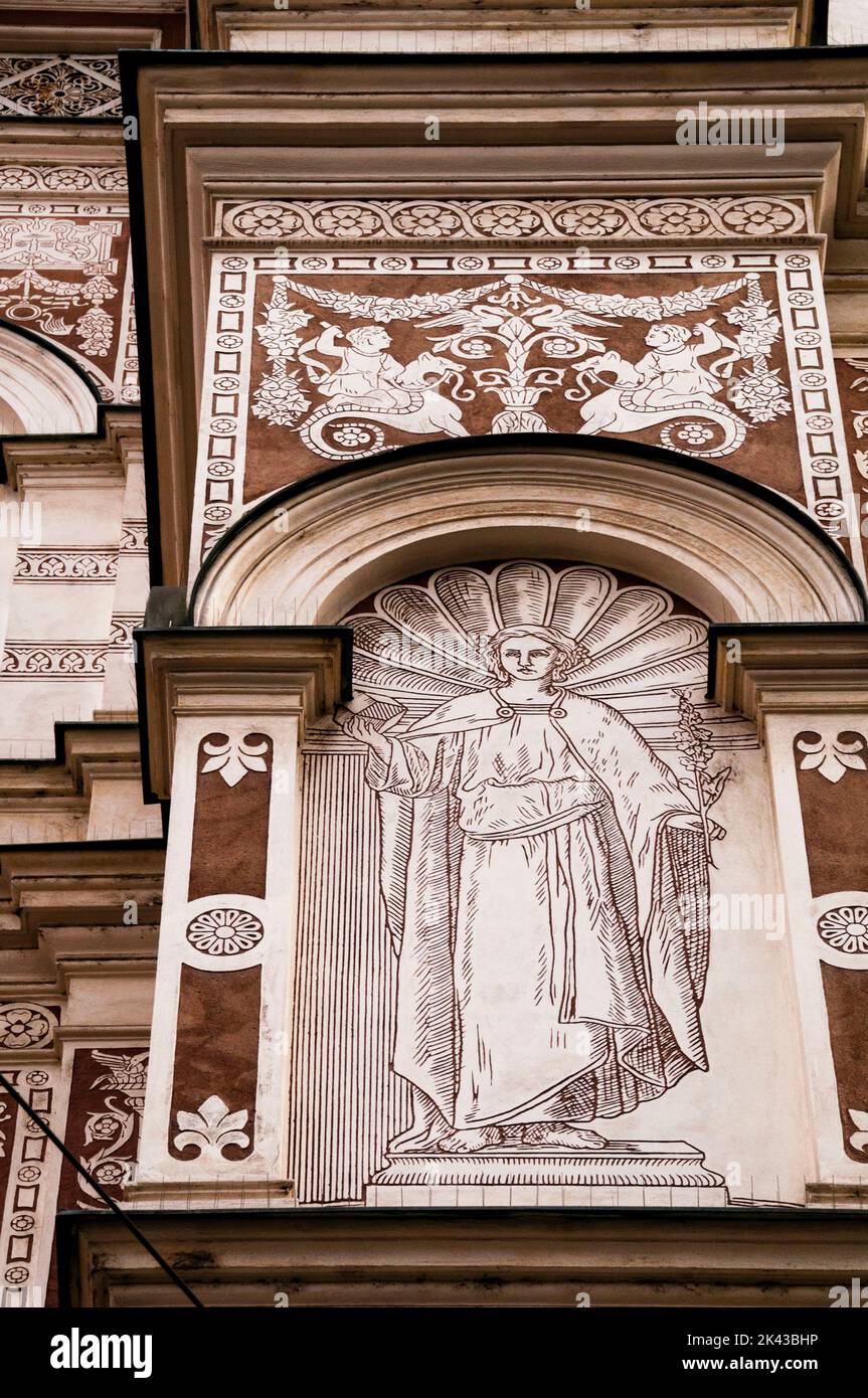 Sgraffito in Prag, Tschechische Republik. Stockfoto