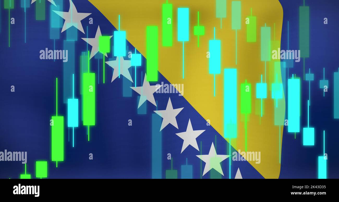 Bild der Datenverarbeitung unter der Flagge von bosnien und herzegowina Stockfoto