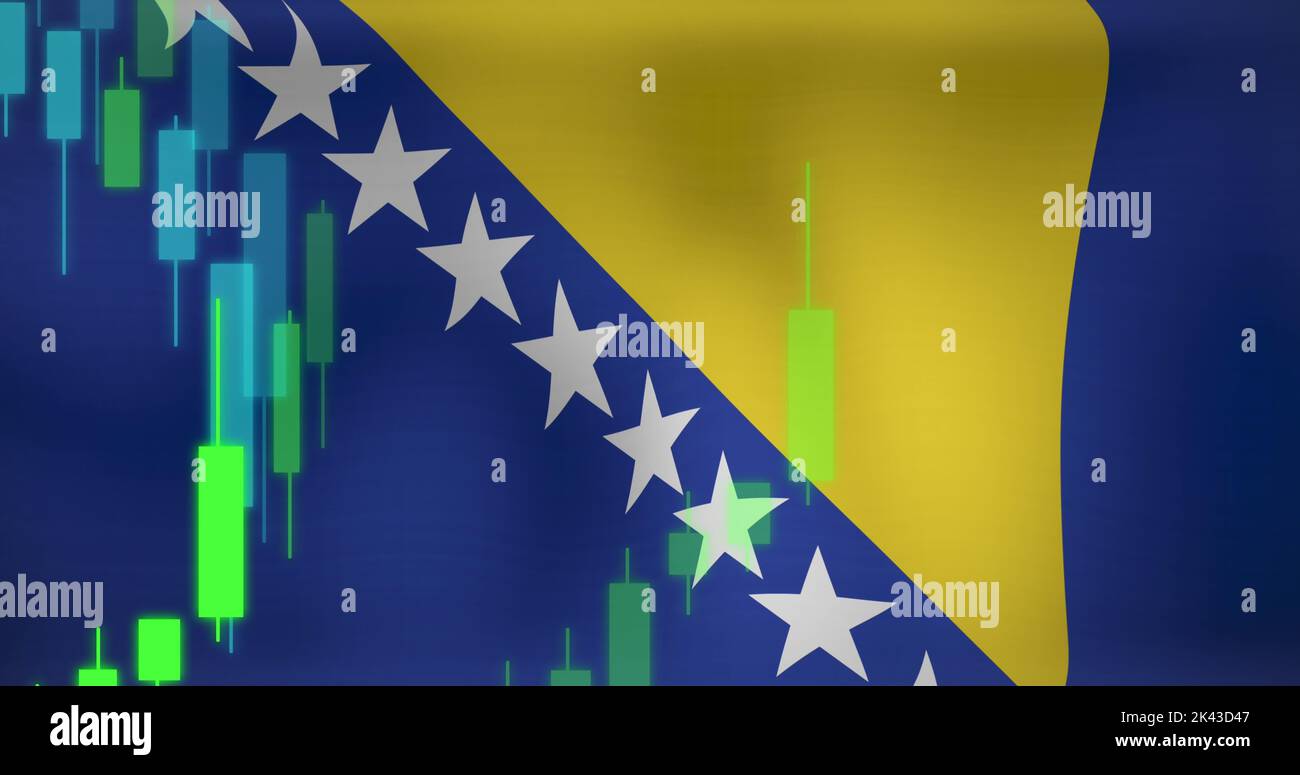 Bild der Datenverarbeitung unter der Flagge von bosnien und herzegowina Stockfoto