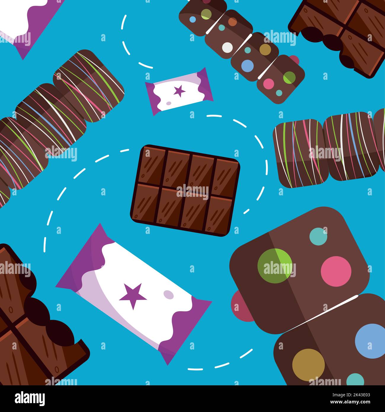Farbige nahtlose Muster Hintergrund mit Schokolade Bars Vektor Stock Vektor
