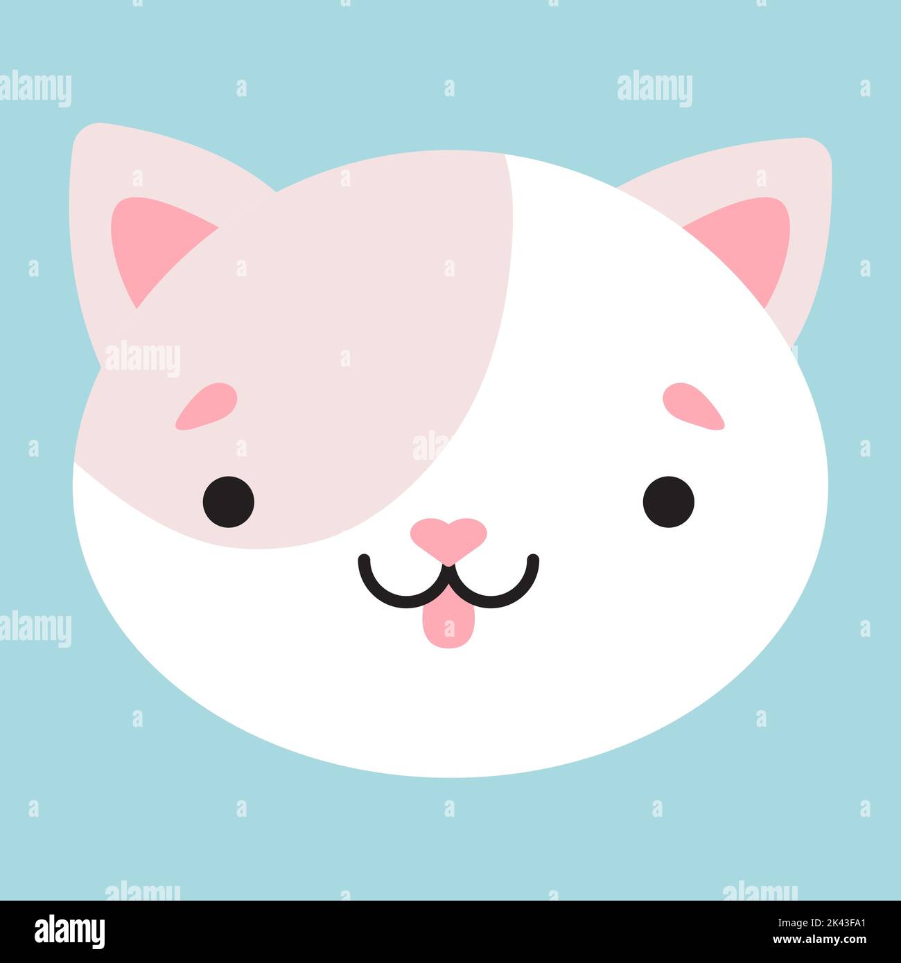 Niedliche einfache flache Illustration eines Katzenkopfes. Vektorgrafik. Stock Vektor