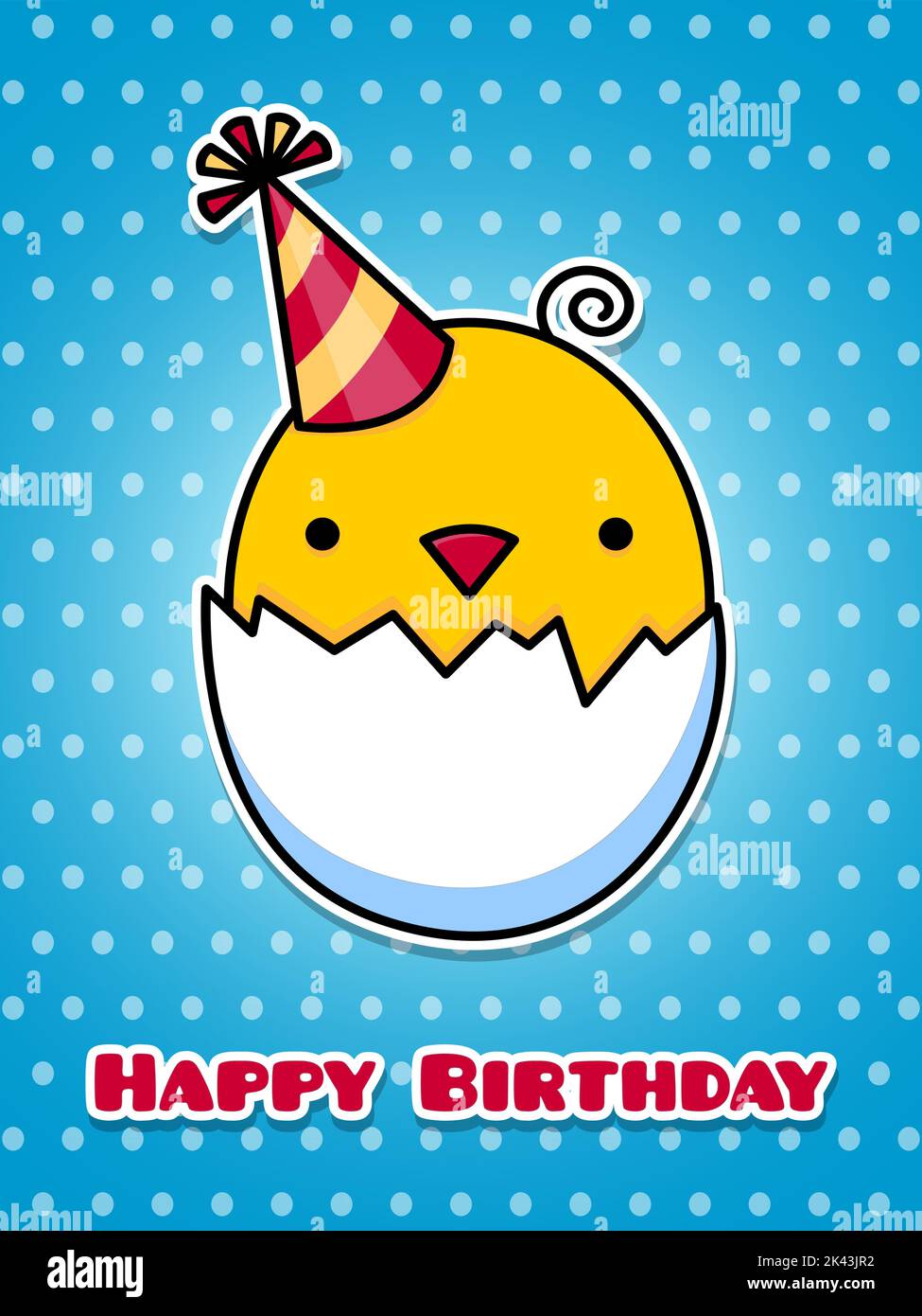 Grußkarte Alles Gute zum Geburtstag. Huhn in Schale. Nette Cartoon