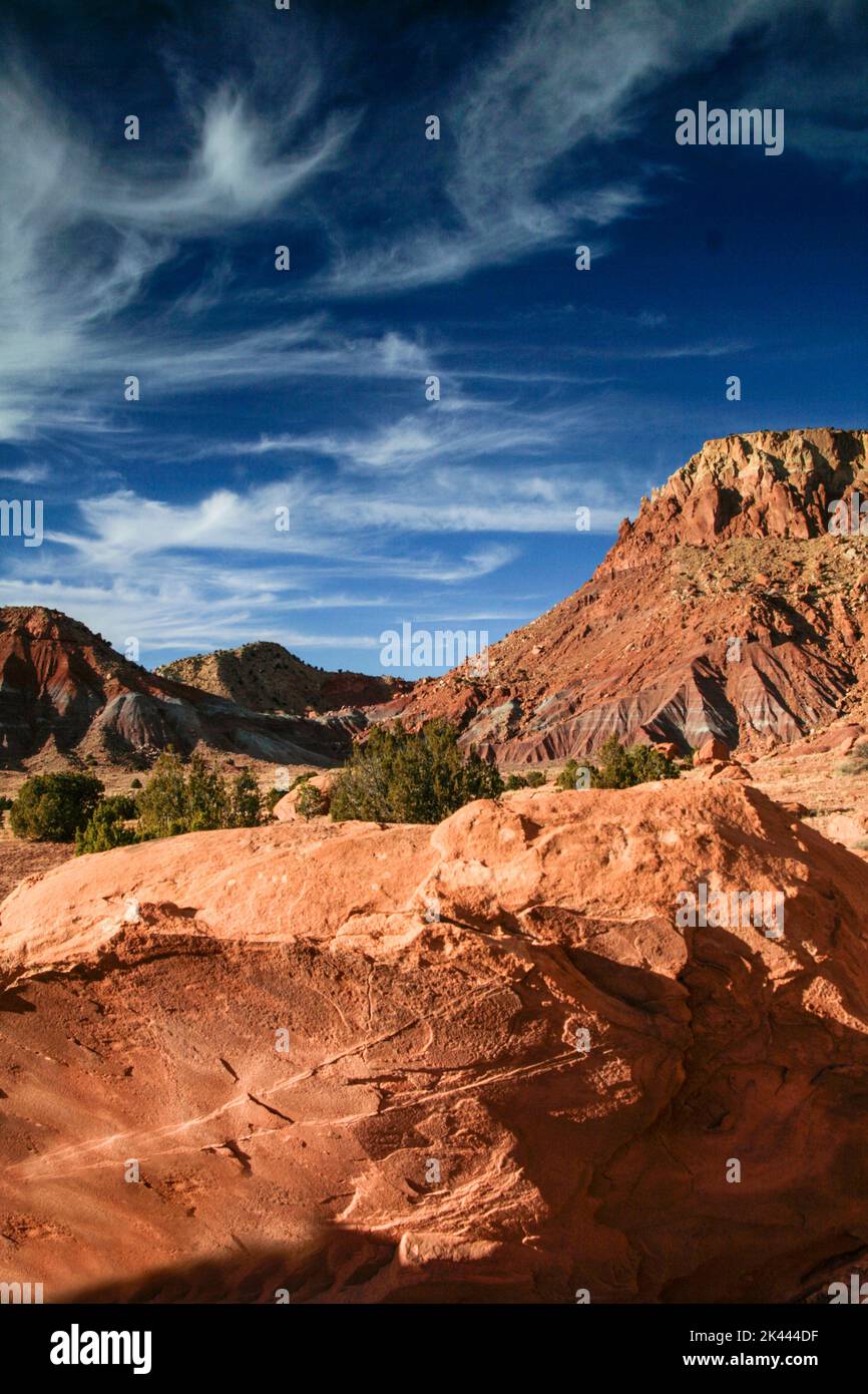 USA, New Mexico, Berglandschaft aus rotem Stein Stockfoto
