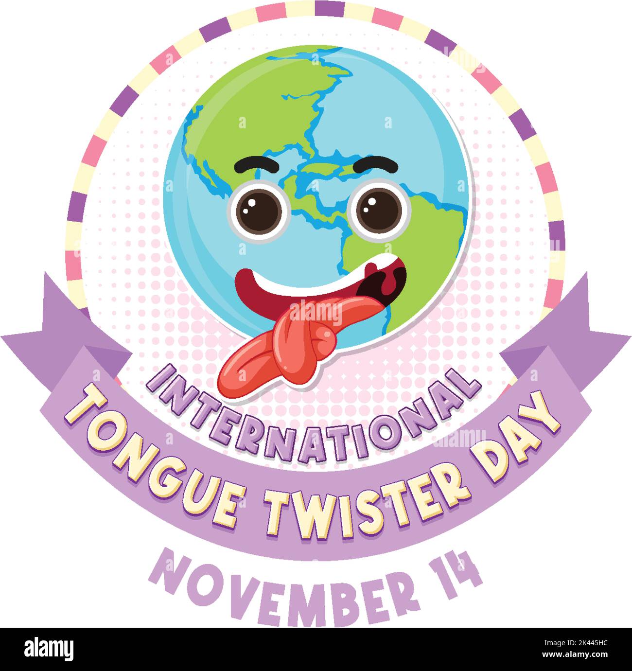 Internationale Zunge Twister Tag Logo Design Illustration Stock Vektor
