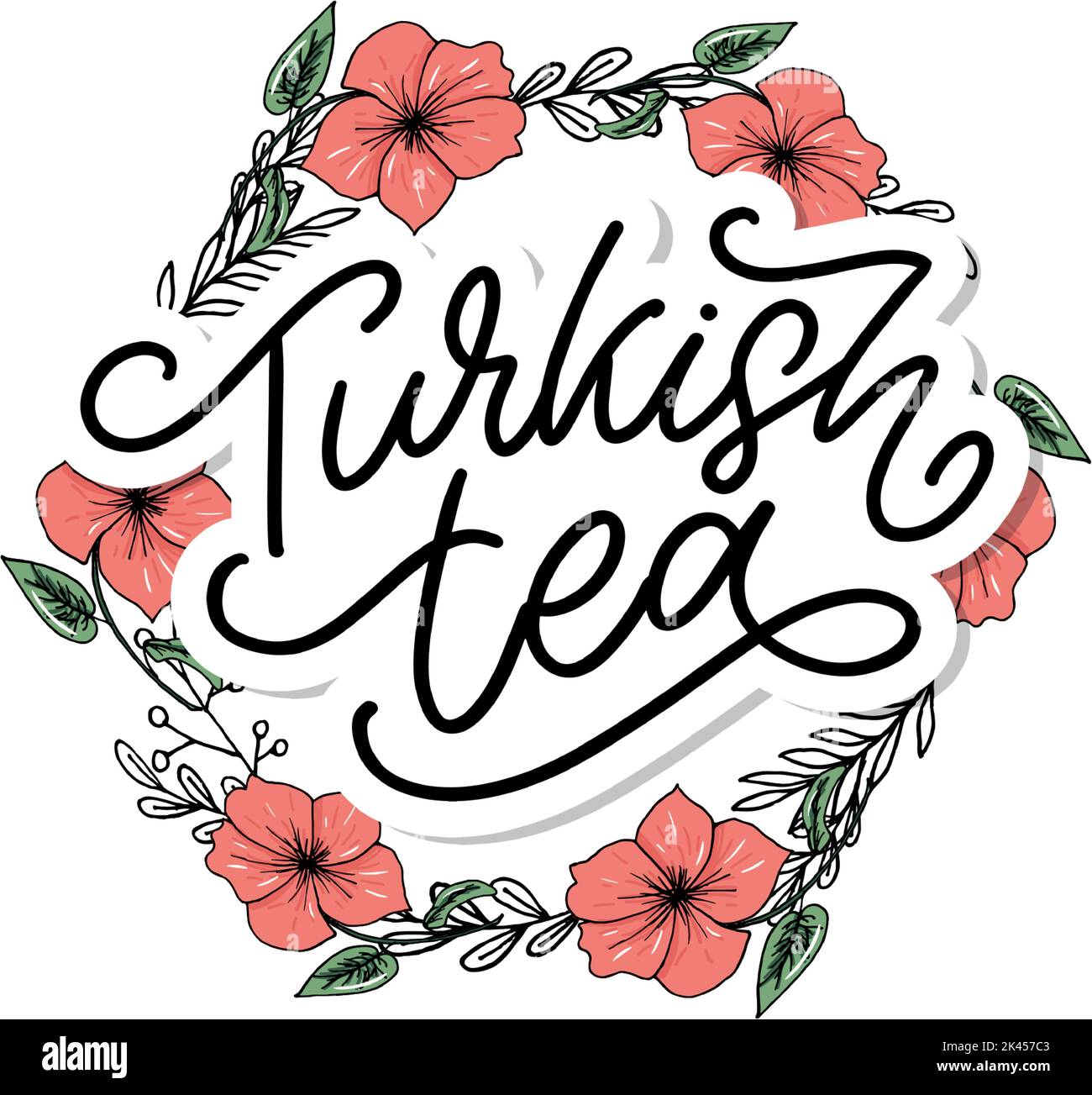 Türkische Traditionen der Teezeremonie. Teezeit. Dekorative Elemente für Ihr Design. Vektor-Illustration mit orientalischer Tasse auf weißem Hintergrund. Stock Vektor