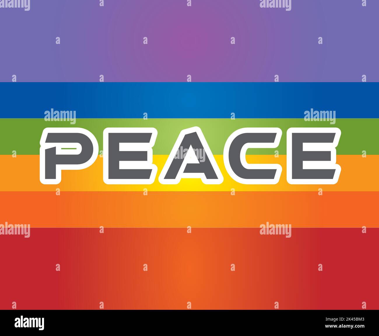 Peace Word Letters - Flagge auf Regenbogen Hintergrund - bunt Stock Vektor