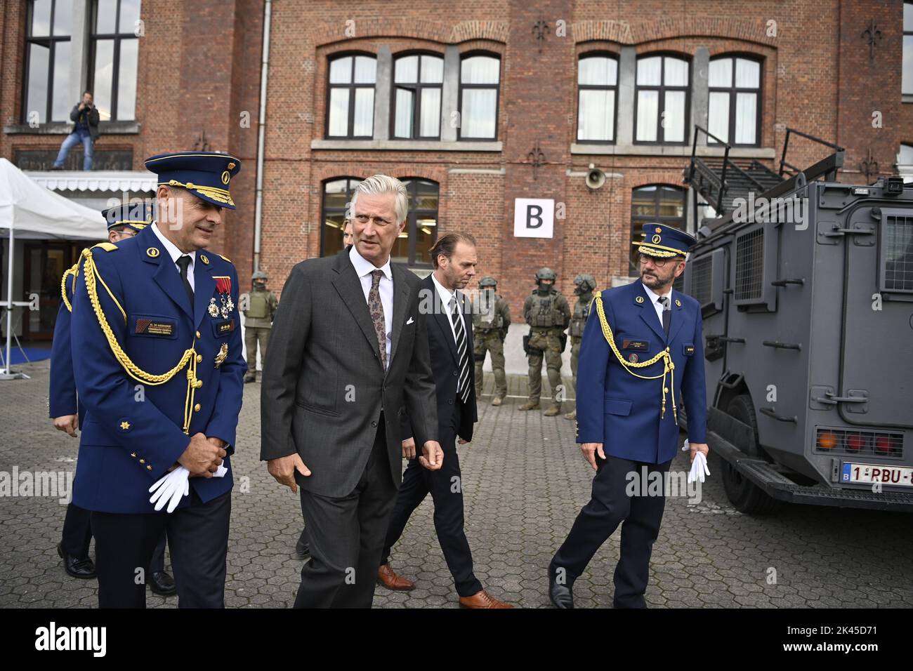 König Philippe - Filip von Belgien, abgebildet während eines königlichen Besuches bei der DSU, Direktion der Sondereinheiten, der Bundespolizei, in Etterbeek, Brüssel, in Brüssel, Donnerstag, 29. September 2022. BELGA FOTO ERIC LALMAND Stockfoto