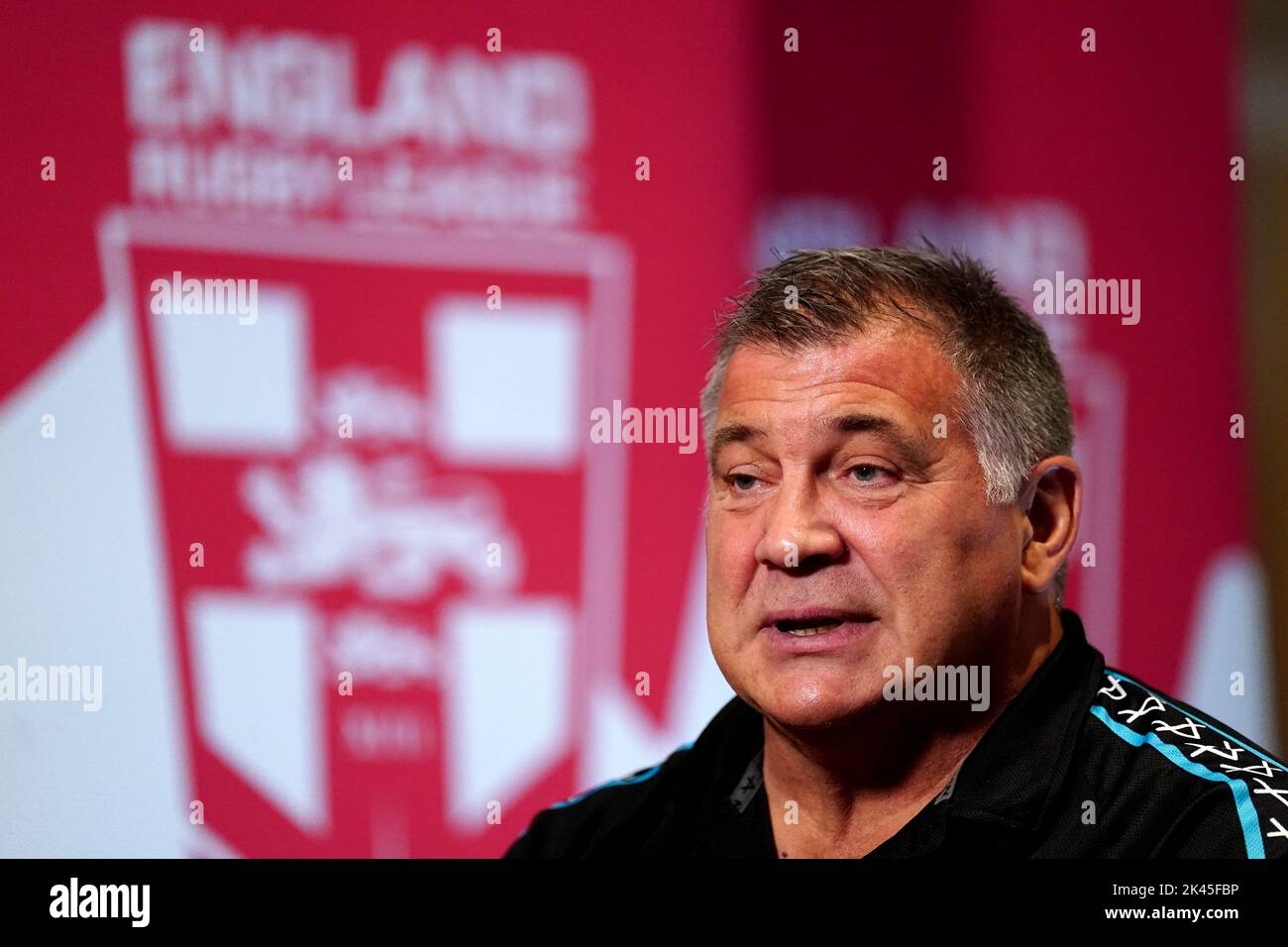 England-Cheftrainer Shaun schwelte während einer Pressekonferenz im Worsley Park Marriott Hotel and Country Club. Bilddatum: Freitag, 30. September 2022. Stockfoto