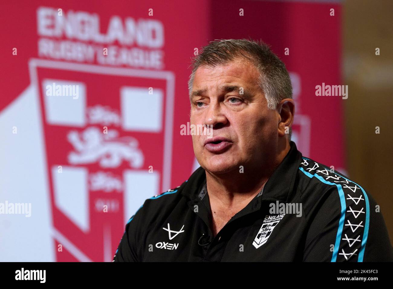 England-Cheftrainer Shaun schwelte während einer Pressekonferenz im Worsley Park Marriott Hotel and Country Club. Bilddatum: Freitag, 30. September 2022. Stockfoto