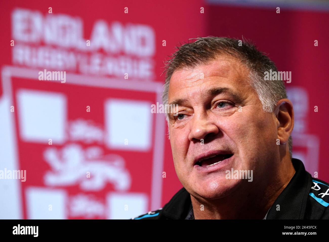 England-Cheftrainer Shaun schwelte während einer Pressekonferenz im Worsley Park Marriott Hotel and Country Club. Bilddatum: Freitag, 30. September 2022. Stockfoto