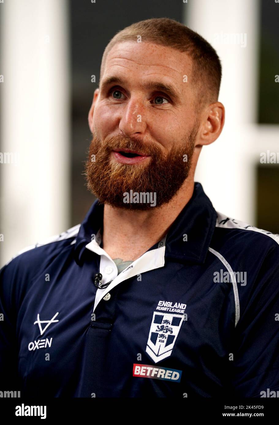 England Kapitän Sam Tomkins während einer Pressekonferenz im Worsley Park Marriott Hotel and Country Club. Bilddatum: Freitag, 30. September 2022. Stockfoto