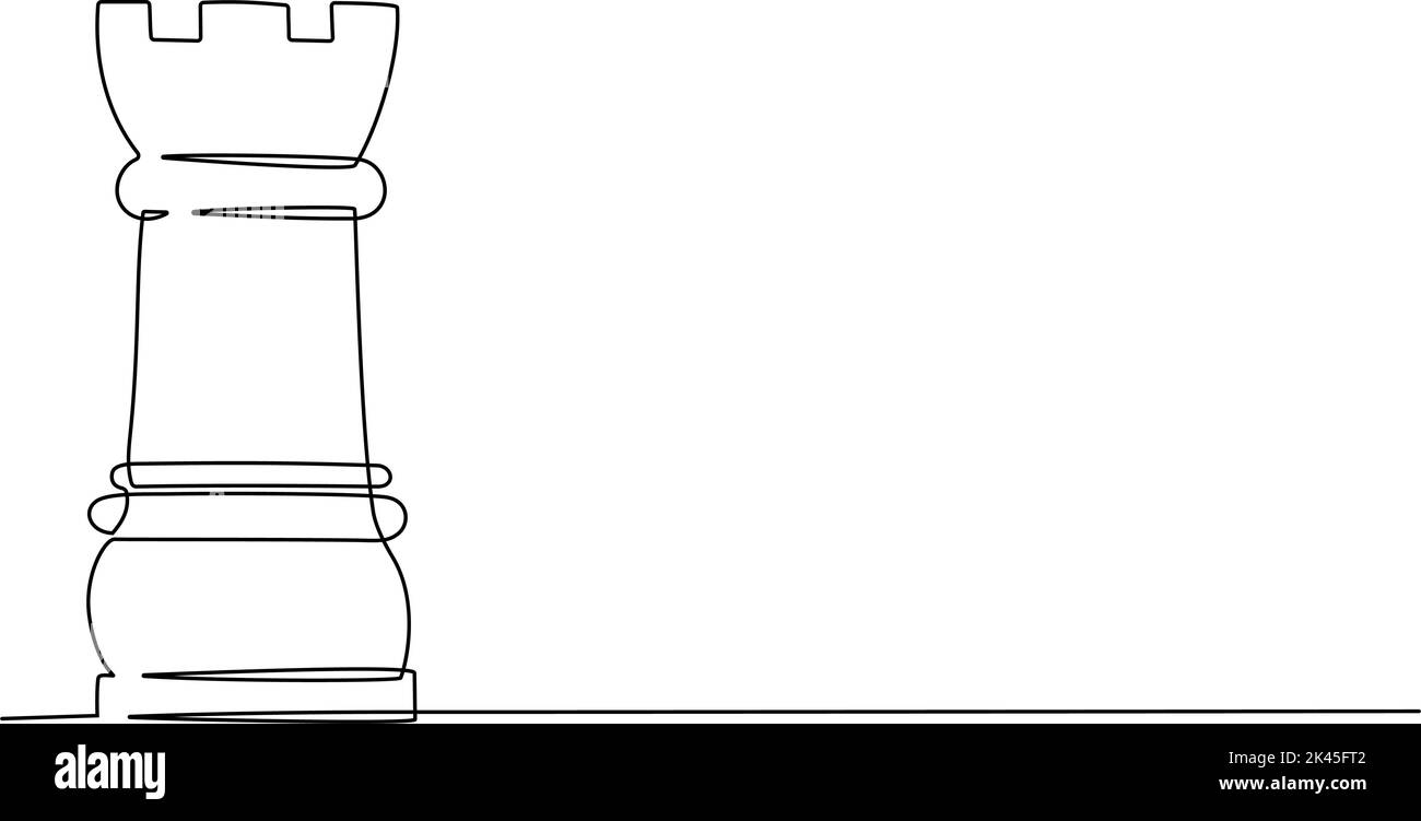Fortlaufende einzeilige Zeichnung des Schachbrettstücks. Vektorgrafik Stock Vektor