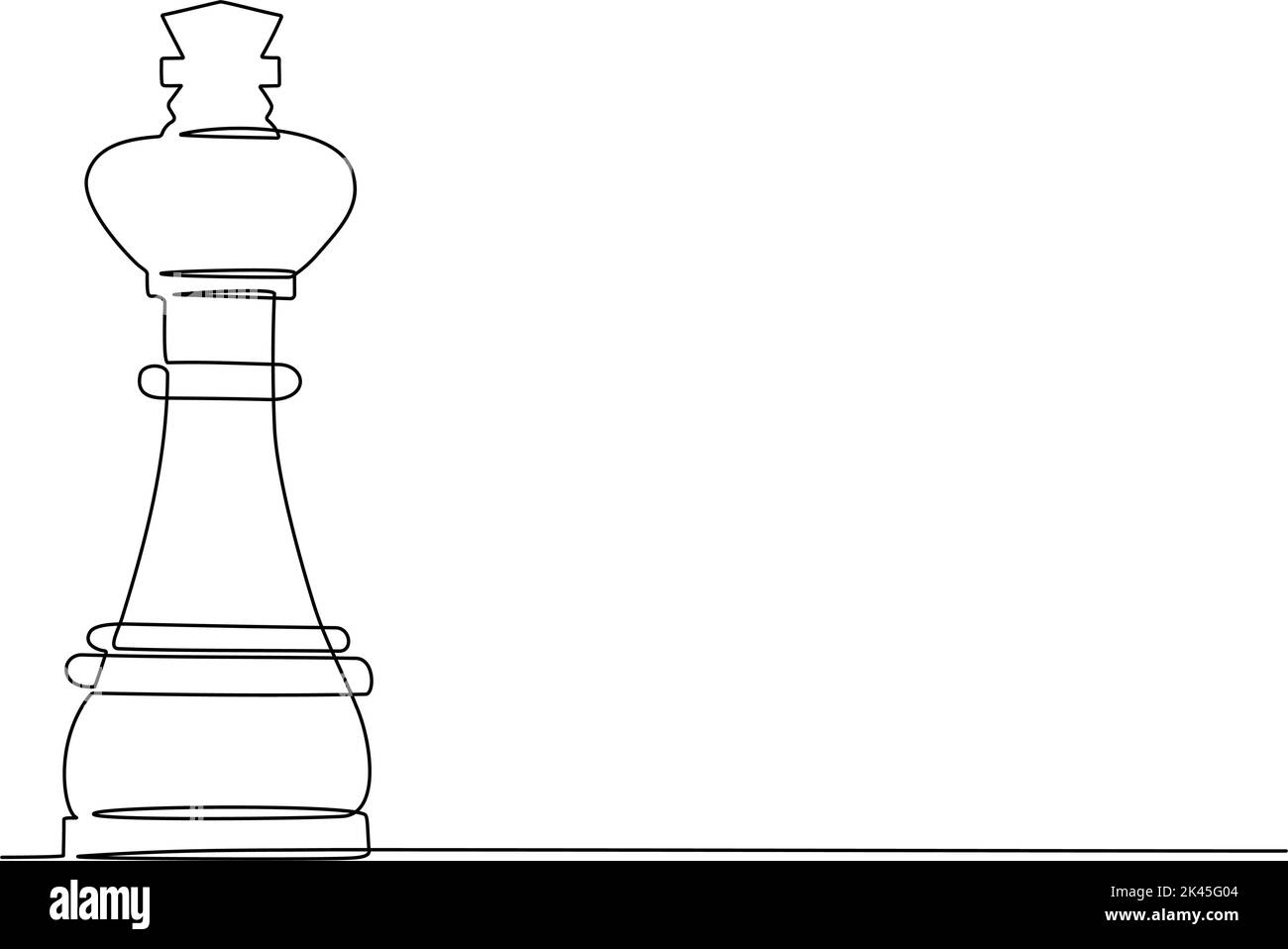 Fortlaufende einzeilige Zeichnung des Schachfiguren-Königs. Vektorgrafik Stock Vektor