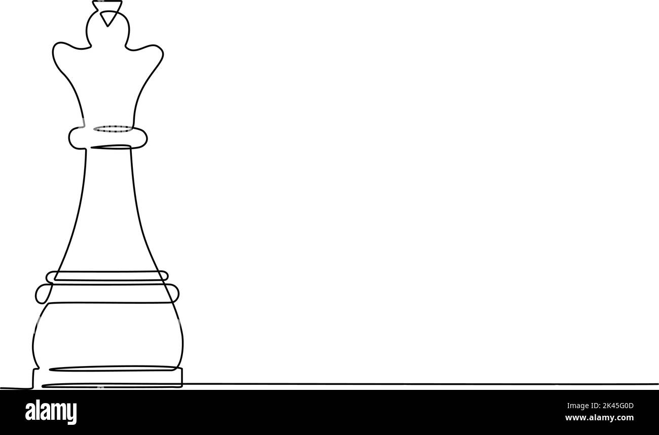 Fortlaufende einzeilige Zeichnung der Schachspielkönigin. Vektorgrafik Stock Vektor