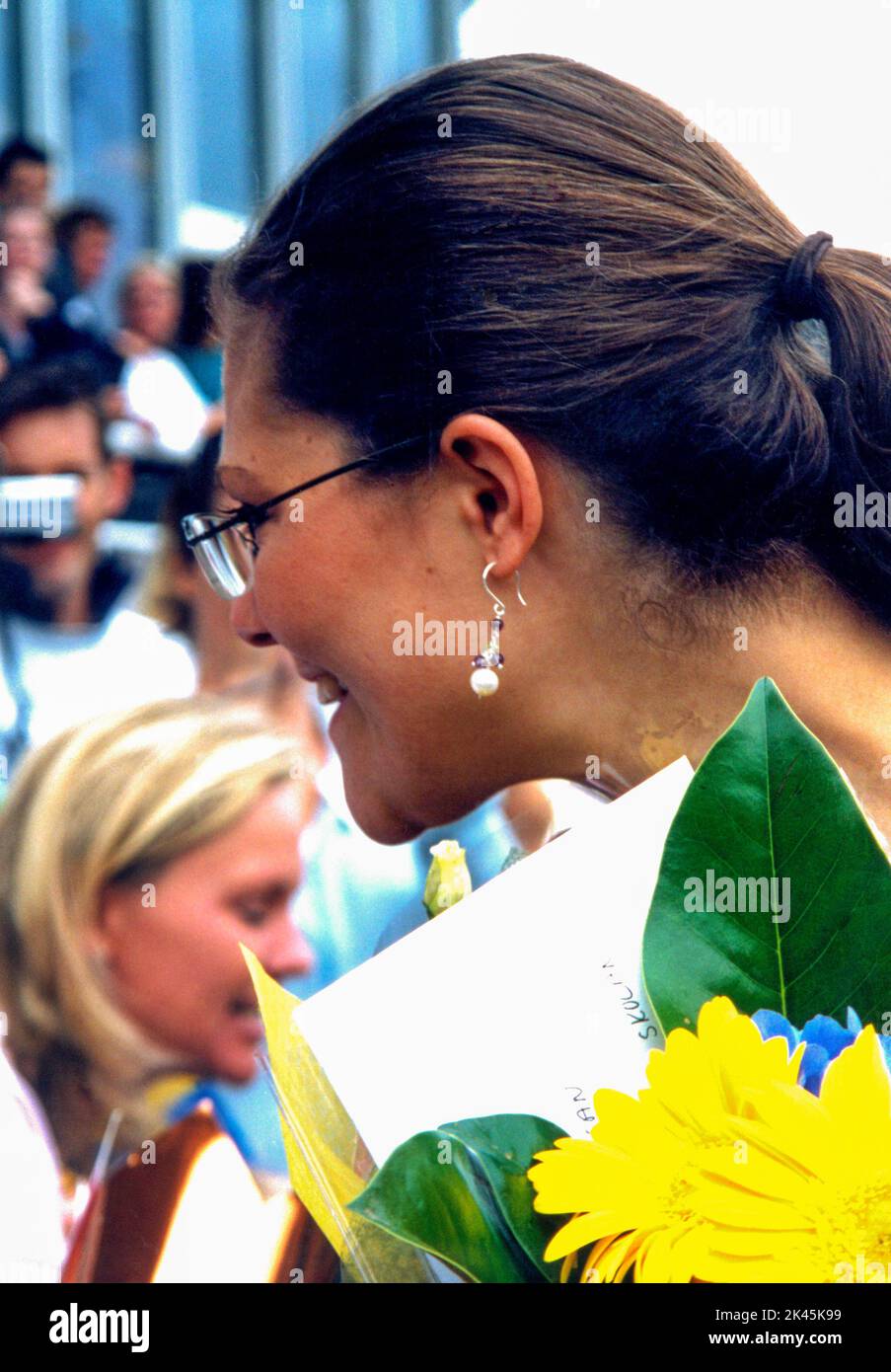 SCHWEDISCHE KRONE PRINZESSIN VICTORIA besucht Sydney Australien 2005when Sie verwendete Ohrringe, die Schwester Madeleine gemacht hatte Stockfoto