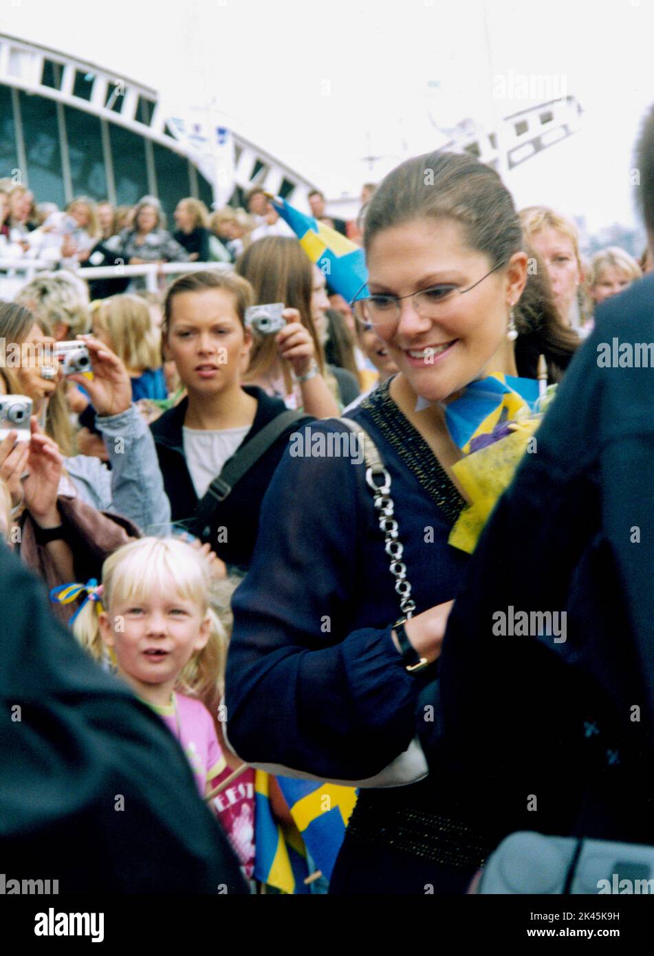 SCHWEDISCHE KRONE PRINZESSIN VICTORIA besucht Sydney Australien 2005when Sie verwendete Ohrringe, die Schwester Madeleine gemacht hatte Stockfoto