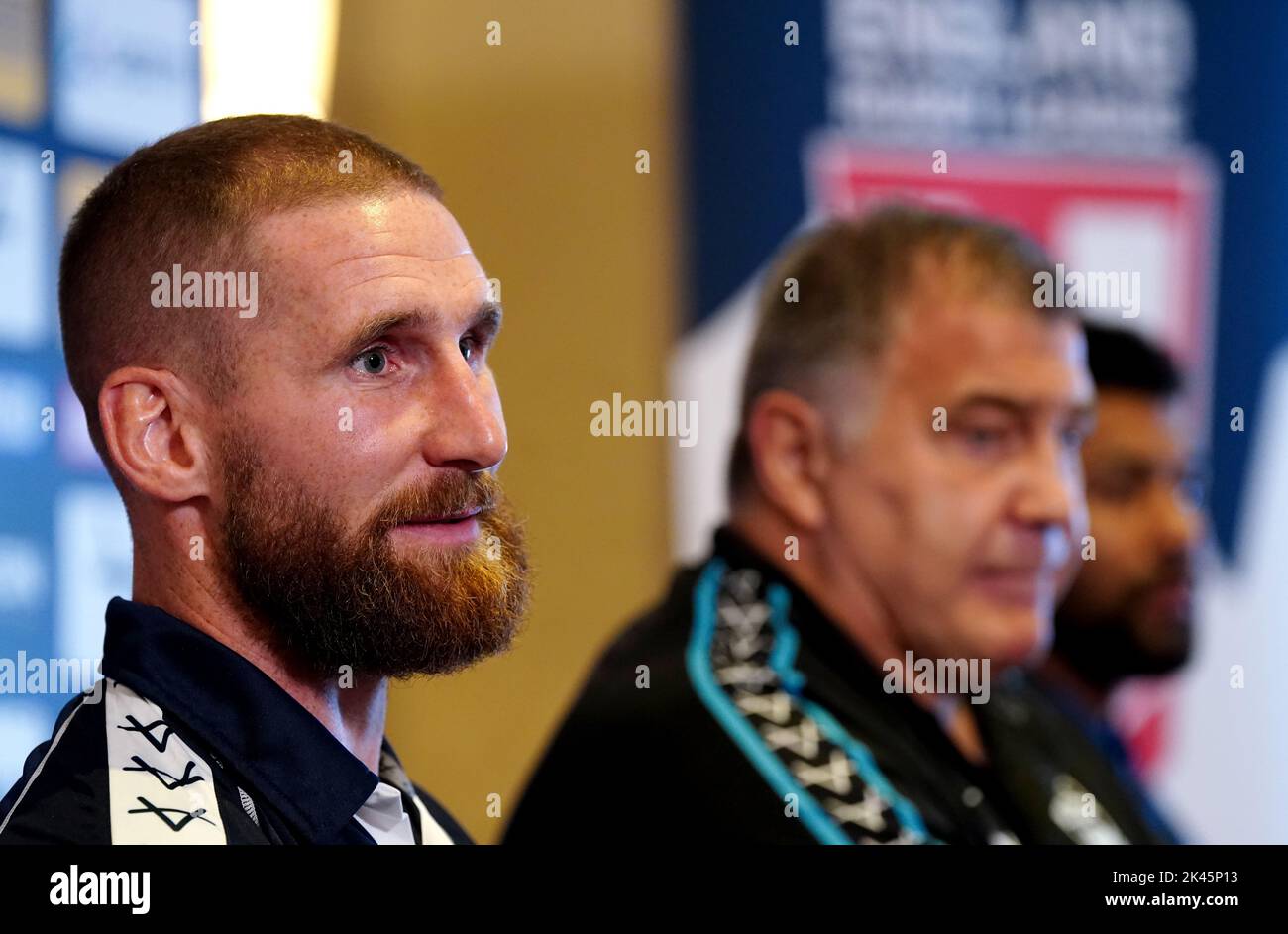 England Kapitän Sam Tomkins während einer Pressekonferenz im Worsley Park Marriott Hotel and Country Club. Bilddatum: Freitag, 30. September 2022. Stockfoto