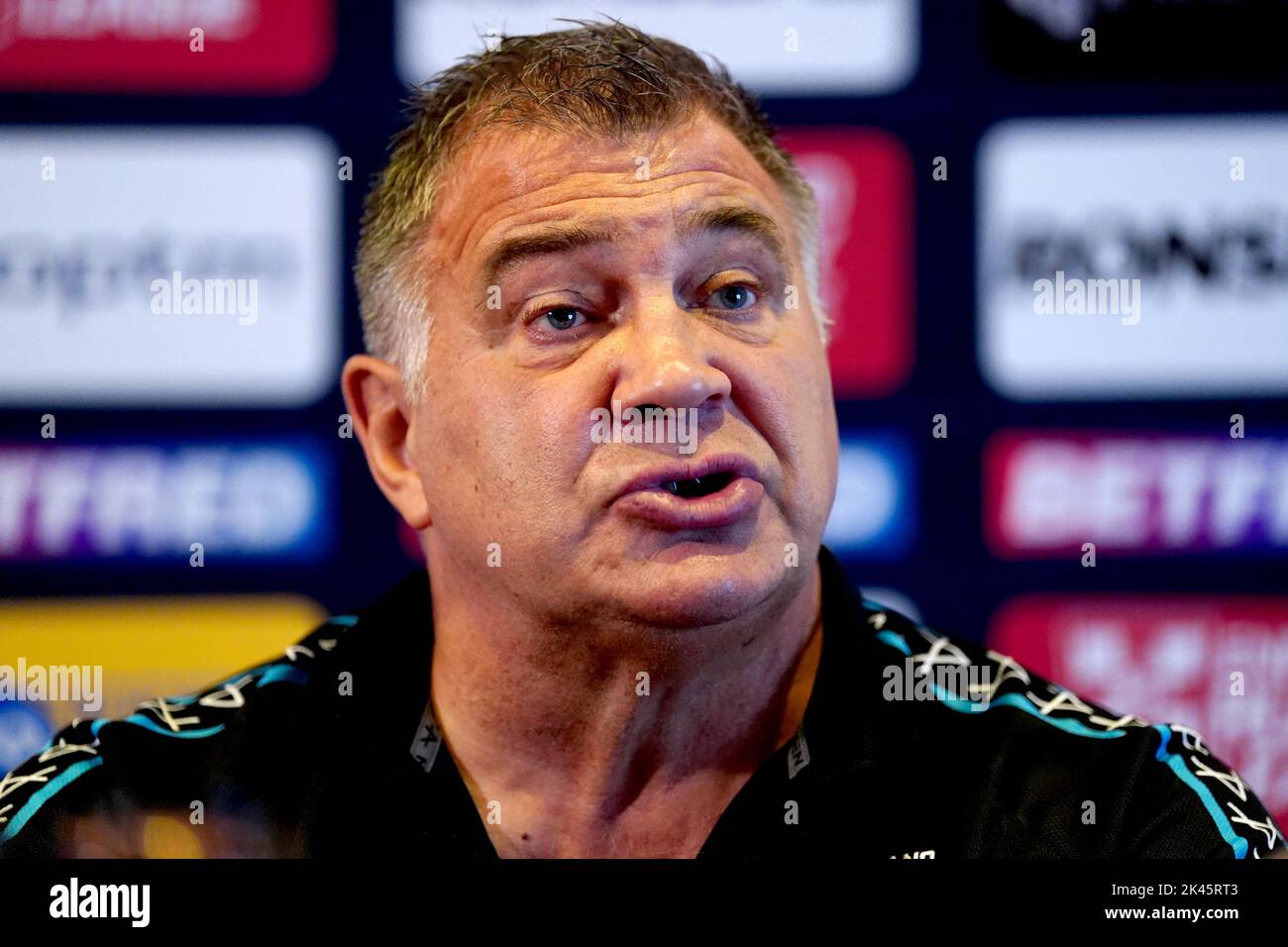 England-Cheftrainer Shaun schwelte während einer Pressekonferenz im Worsley Park Marriott Hotel and Country Club. Bilddatum: Freitag, 30. September 2022. Stockfoto