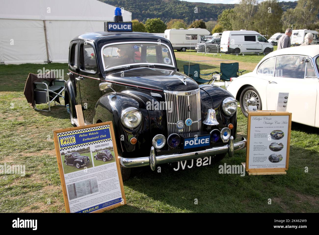 1952 Ford Präfekt Polizeiwagen auf Three Counties Showground, Great Malvern, Großbritannien Stockfoto