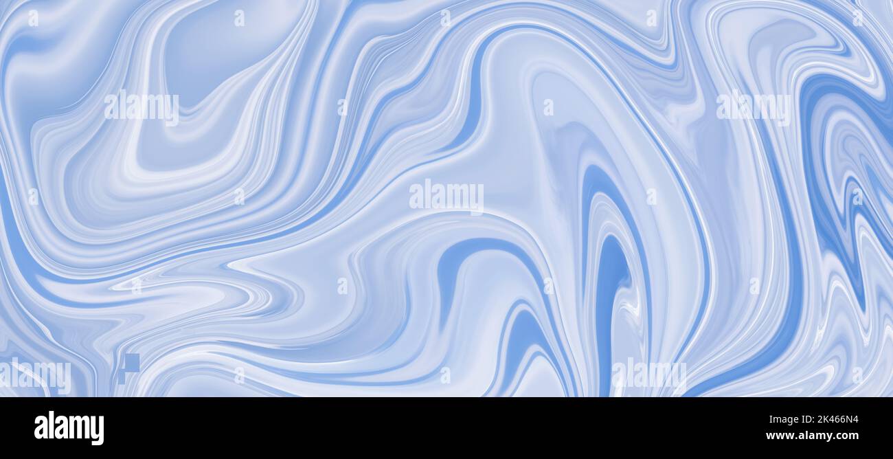Abstrakter pastellblauer Hintergrund, weiche bemalte Textur. Breites Banner, kreatives Design. Moderner Panoramablick. Grafikmuster. Flüssiger Lack-Effekt. Stockfoto