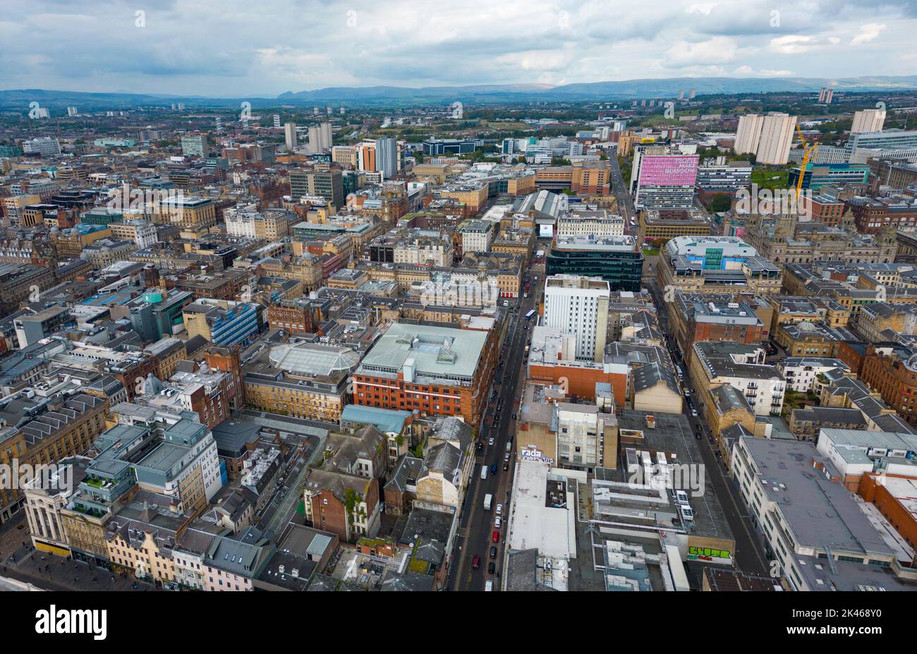 Luftaufnahme der städtischen Skyline von Glasgow, Schottland, Großbritannien Stockfoto