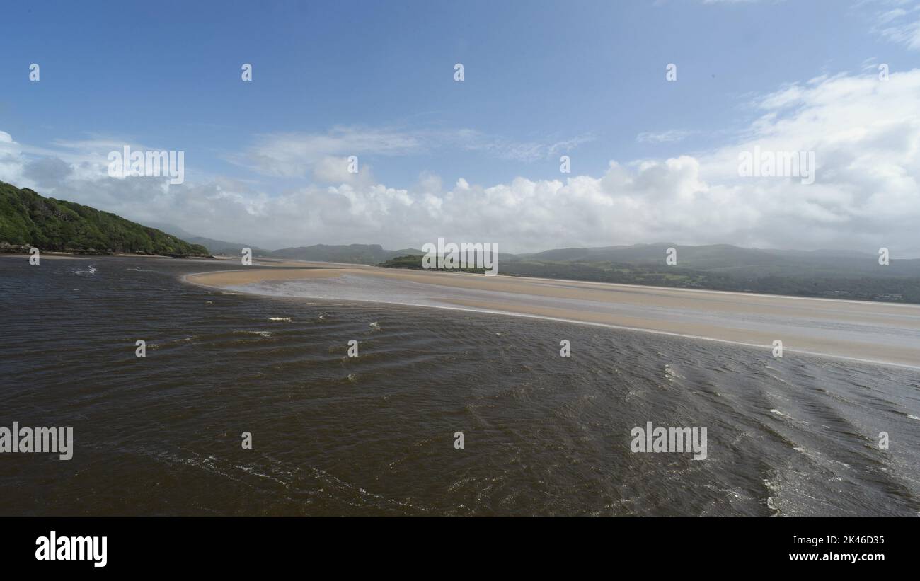 „Nordwales Küste“, „Portmeirion River View“, „Snowdonia“, „Welsh Coastline“, „Wales“ Stockfoto
