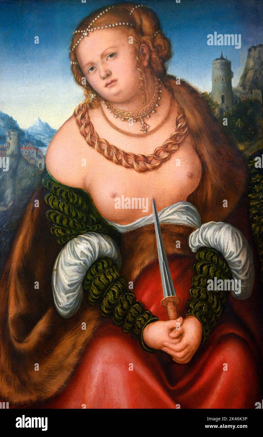 Der Selbstmord von Lucretia von Lucas Cranach dem Älteren (1472-1553), Stockfoto