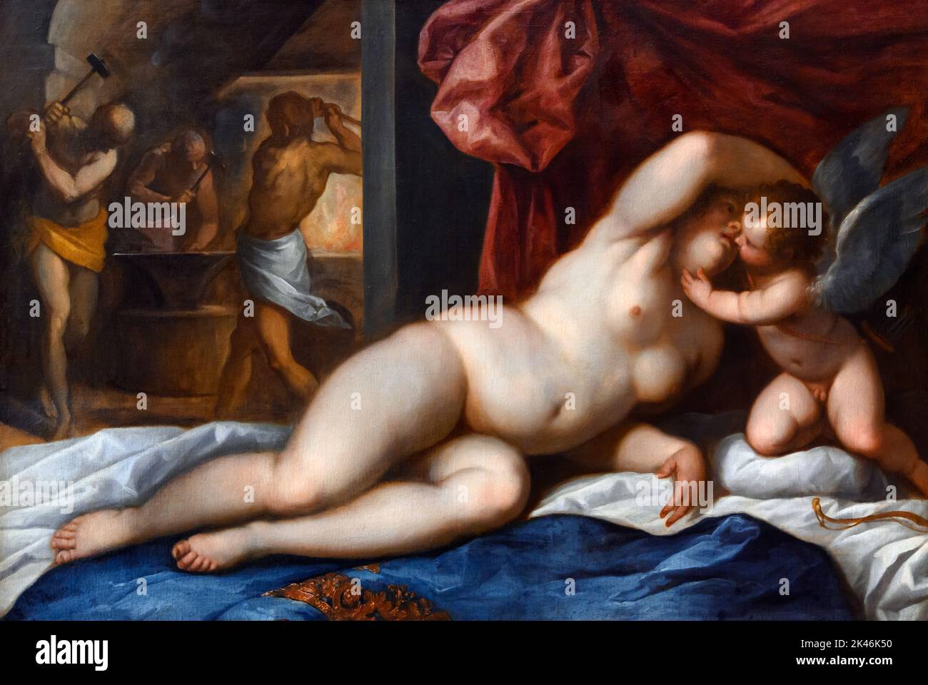 Venus und Amor in der Schmiede von Vulcan von der italienischen Renaissance-Künstler, Palma Giovane (1548/50-1628), c.. 1600-1605 Stockfoto