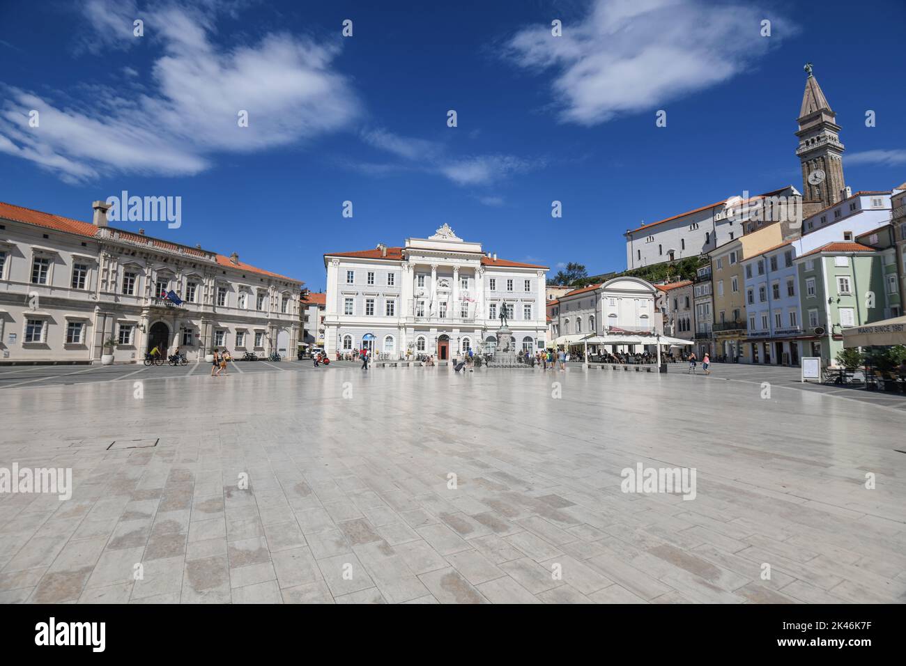 Piran: Tartini Central Square, Slowenien Stockfoto