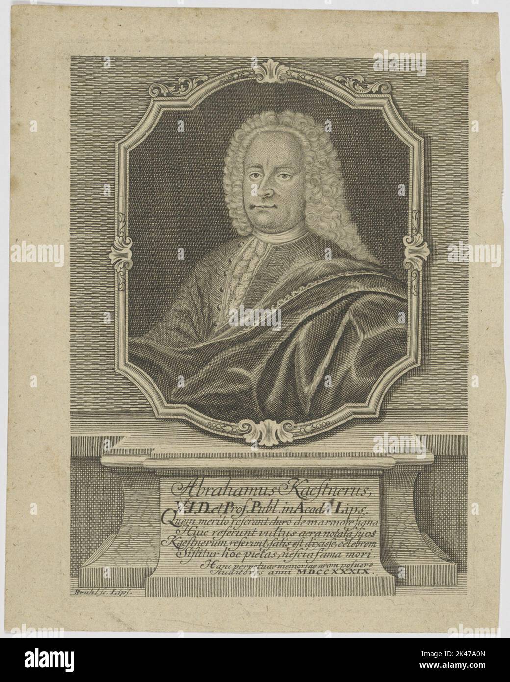 Bildnis des Abraham Kaestnerus Stockfoto